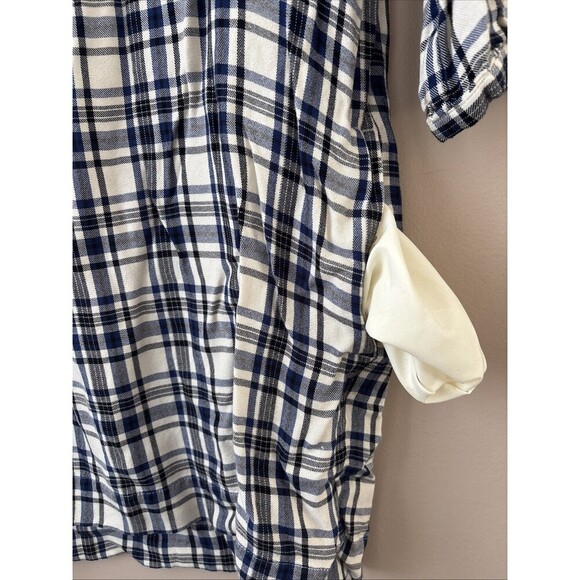 Madewell Women’s Plaid Flannel Shirt Dress Black Blue White Size XS Long Sleeve - Picture 8 of 8